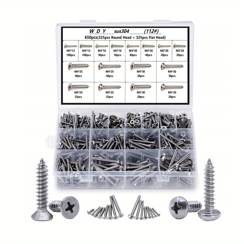 thumbnail image 2 of Toolzone 410pc Stainless Steel Self Tapping Screw Assortment – M3 To M5, HW012 2 of 2