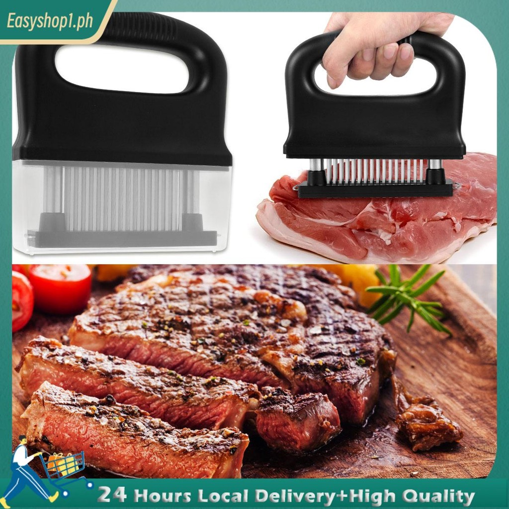 Dorscript Meat Tenderizer Tool - 48 Stainless Steel Needle Blades For Beef, Chicken, Pork (Red)