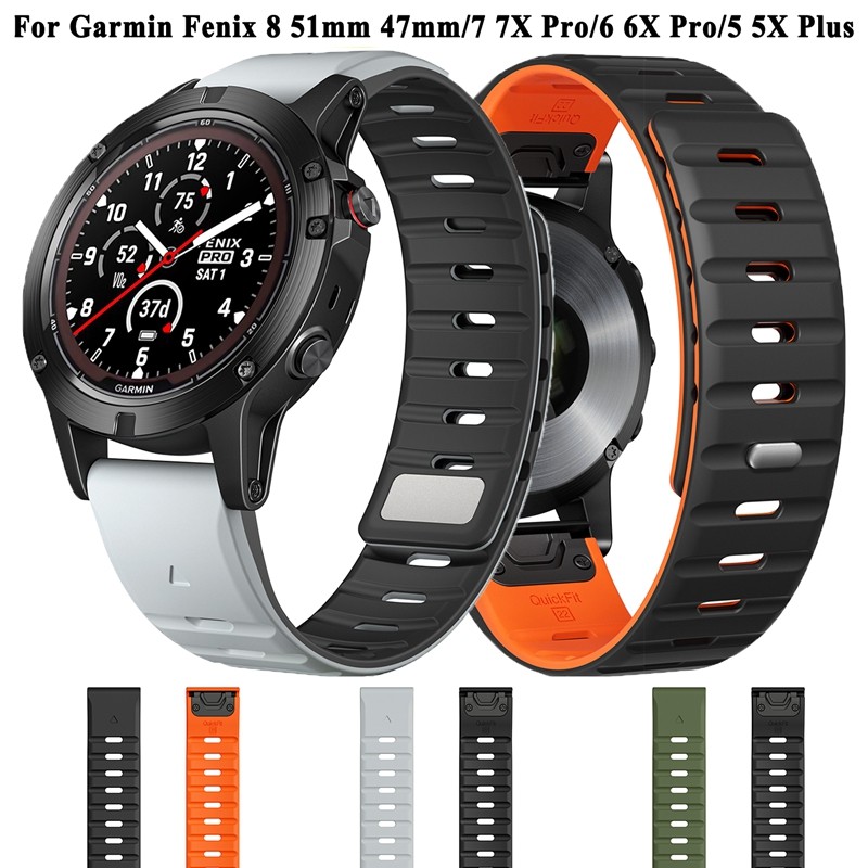 RosMank Cinturino Quickfit 26mm In Silicone Per Garmin Fenix 8 51mm, 7X, 6X, Tactix 8, Enduro 3, Instinct 3 50mm - Chiusura In Acciaio Inox, Regolabile, Sgancio Rapido, Colori Vivaci