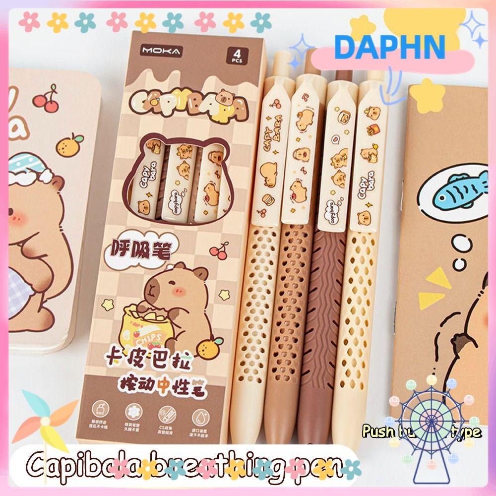 DAPHS 4PCS Black Ink Pen Set, Quick-Drying Writing Smooth Capybara Gel ...