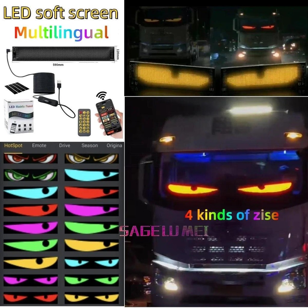 Multilingual Car LED Matrix Pixel Panel Scrolling Advertising 5V USB ...