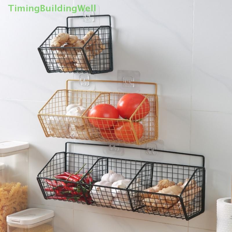 TBPH 1/2/3 Grid Wall Mounted Kitchen Shelf Organizer Metal Rack Pantry ...