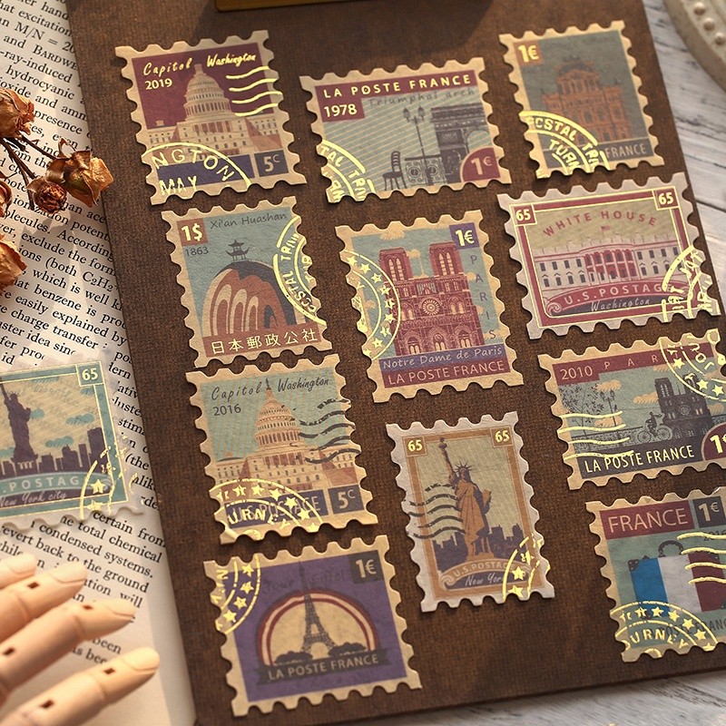 40Pcs Vintage Postage Stamp Stickers Aesthetic Birds Letters Botanical ...