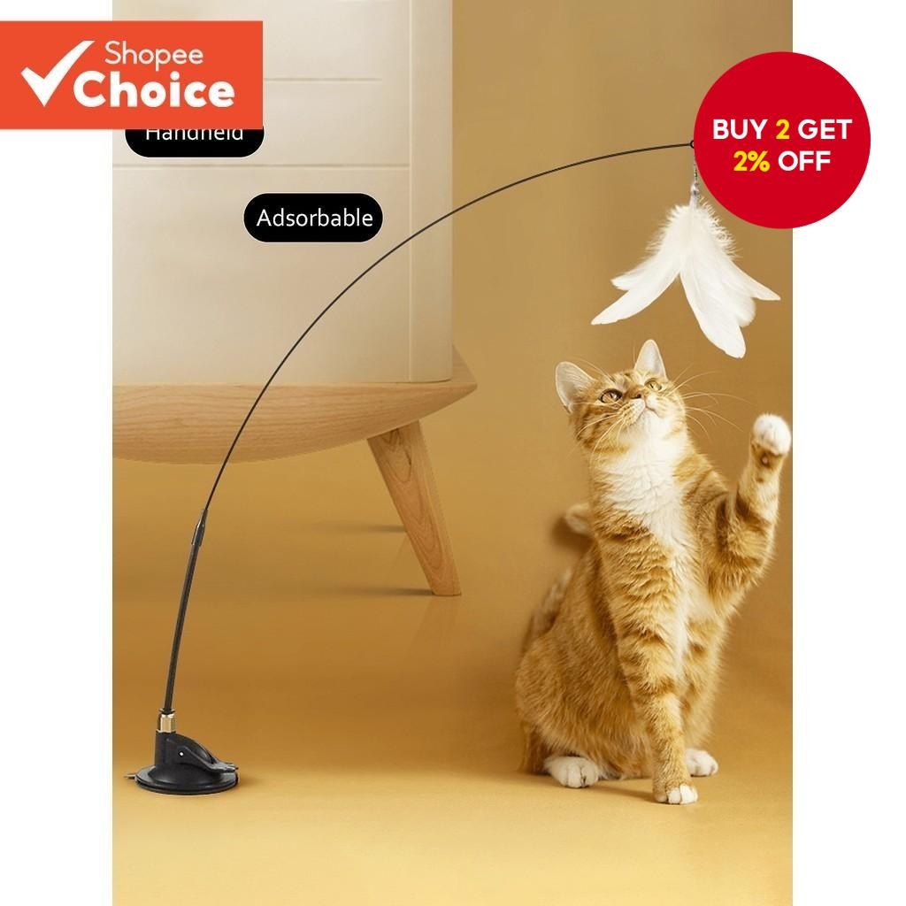 The bell cat teaser with a strong suction cup allows the cat to play by ...