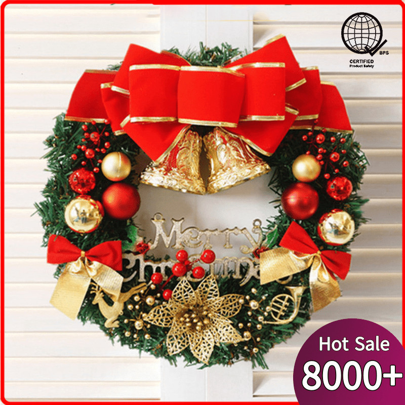 COD【Manila】Christmas wreath Christmas decorations Christmas tree door ...