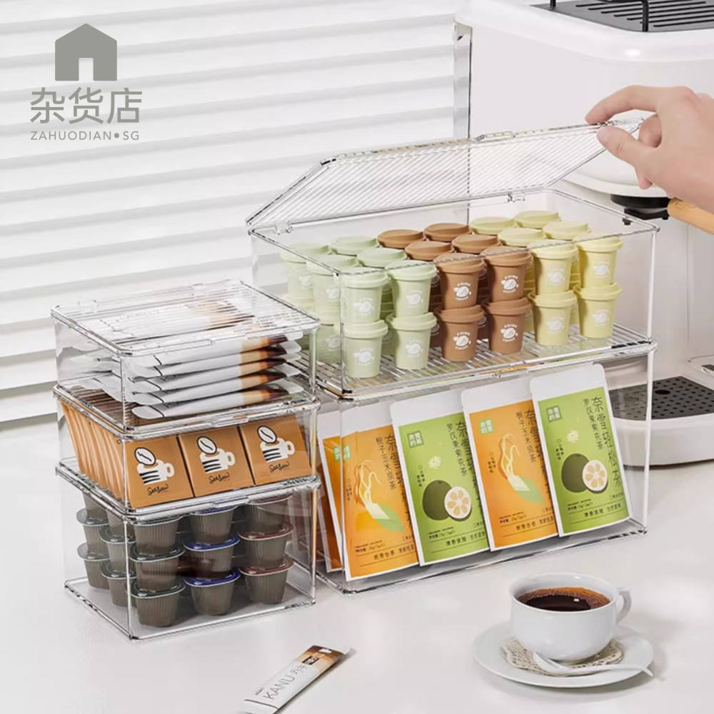 Clear Stackable Storage Boxes with Flip Lids | Shopee Philippines