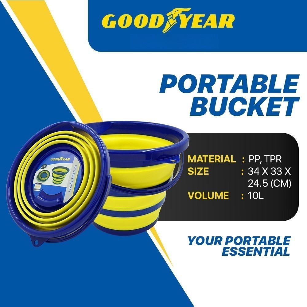 Goodyear GY-2228 Portable Folding Bucket Collapsible Pail Water ...