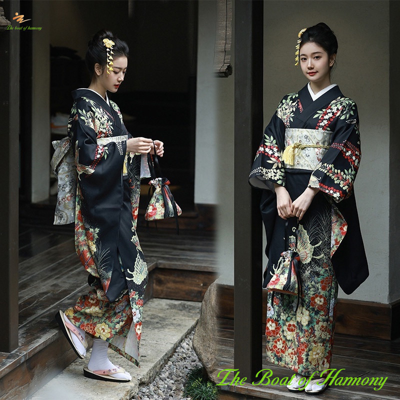 God Girl Japanese Style Improved Kimono Women Formal Dress Traditional Dress Japanese Style Vibrating Sleeve Japanese Style Yukata Photo Photography