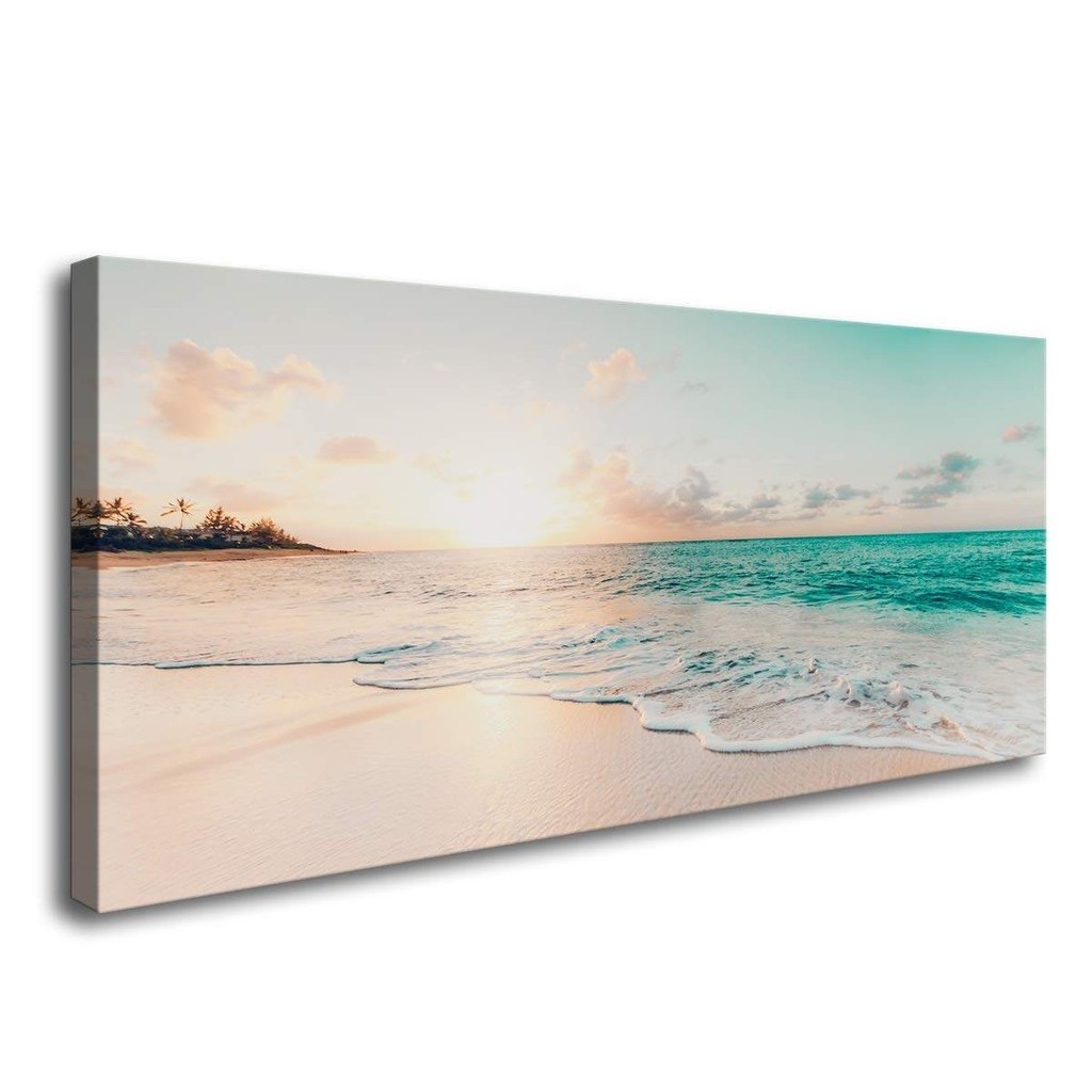 Poster Wall Art Canvas Prints Beach Sunset Ocean Waves Nature Pictures ...
