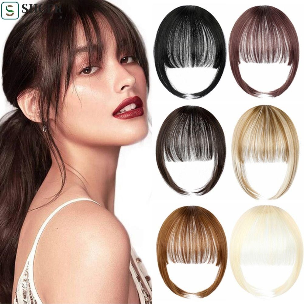 SHCER Blunt Bangs, Synthetic Wig False Hairpiece Bang Hair Extension ...