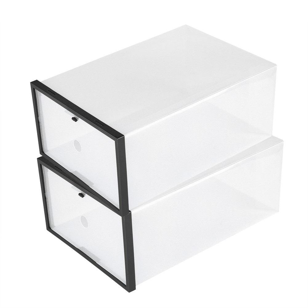 Clear Foldable Plastic Drawer Shoe Storage Case Stackable Box Organizer