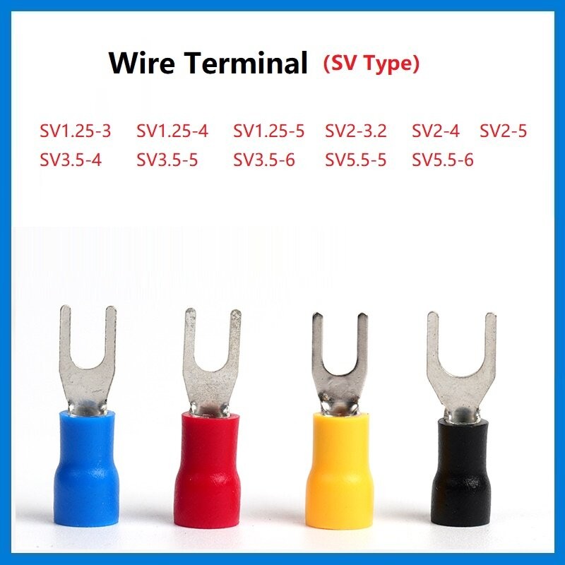 ж-50pcs SV Type Wire Spring Terminal SV1.25 SV2 Fork U Y PVC Insulate ...