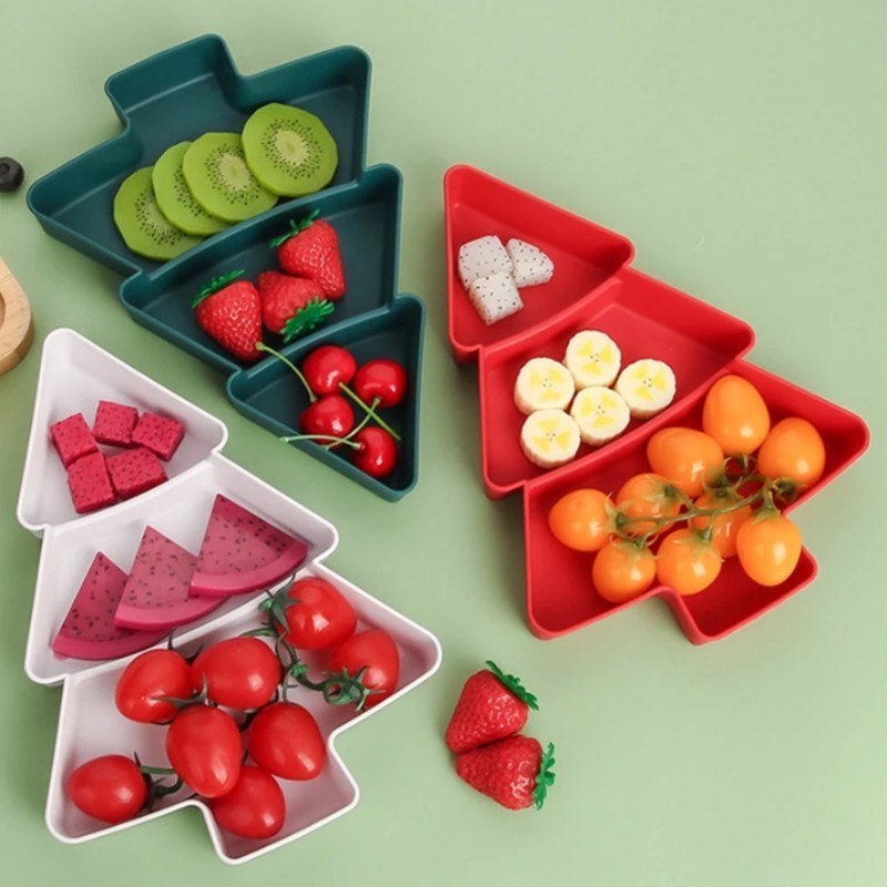 Christmas Tree Plate Snack Plate Multi Grid Nut Candy Dish Melon Seeds ...
