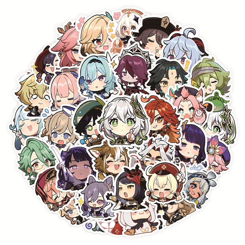 100Pcs/Set Q Funny Genshin Impact Stickers Fashion DIY Doodle Decals ...