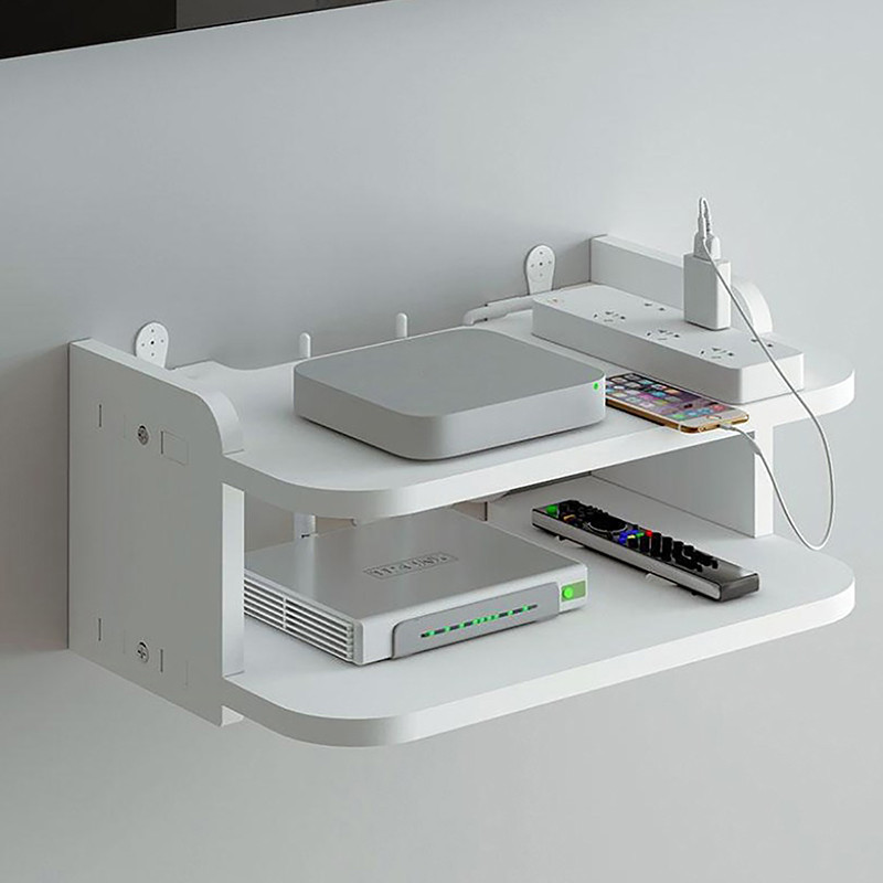 GMARTY 2 Tier Floag Shelves Wifi Router Hanging Layer Multi Tap Outlet ...