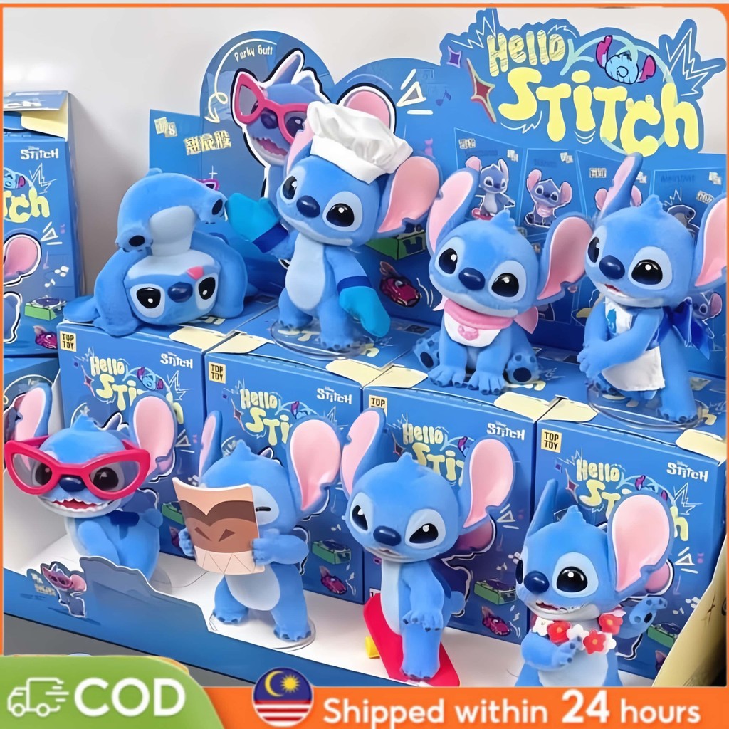 Stitch Series Figures Flocking Blind Box Random Box Desktop Ornaments ...