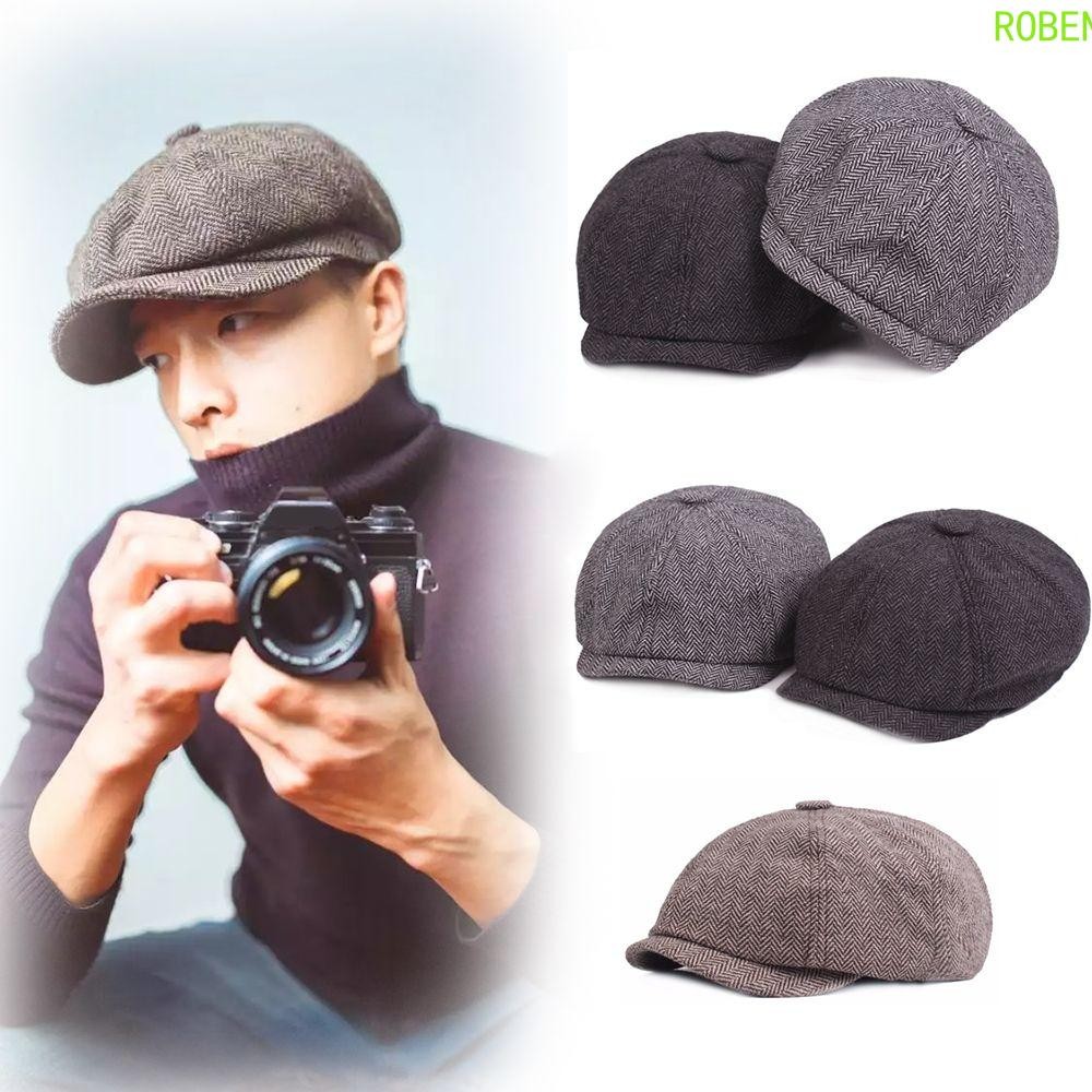 ROBEN Bakerboy Hat Hip Pop Wool Blend Herringbone Men Flat Cap | Shopee ...