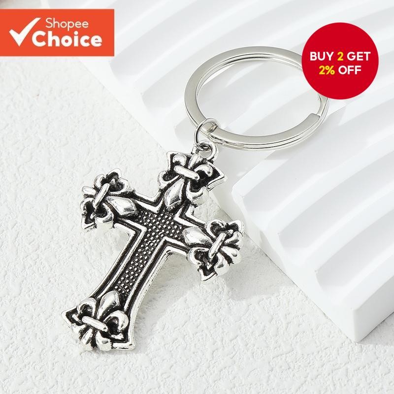 Classic Cross Vintage Alloy Keychain Religious Key Ring For Friend ...