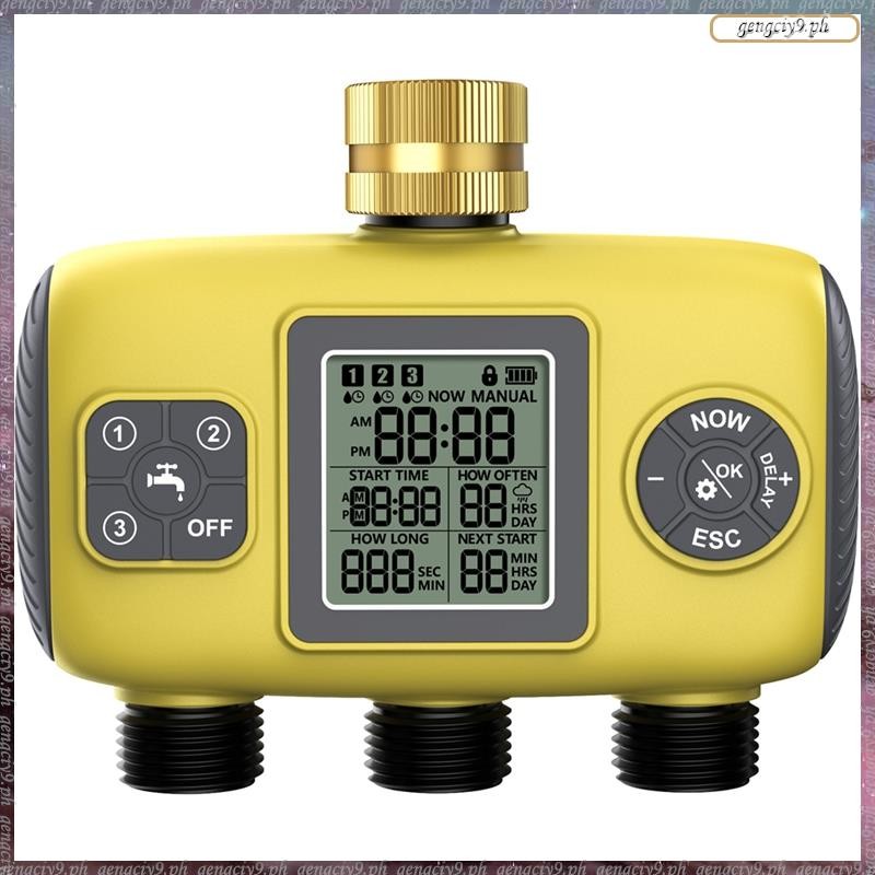 [L E U R] 3-Outlet Automatic Water Timer Garden Irrigation Watering ...