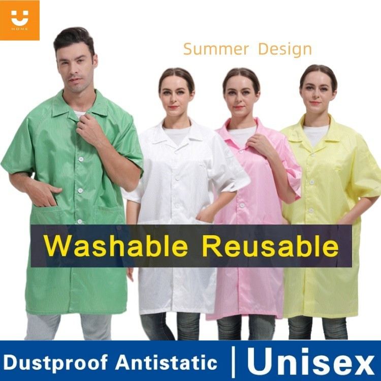 S~5XL ESD Smock Lab Coat Short Sleeve Washable Anti Static Coveralls ...