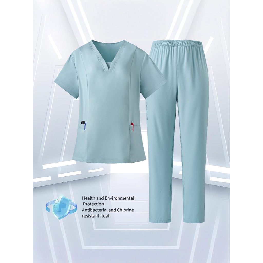 Four-Way Stretch Hand Scrub Suit Workwear Unisex Medical Surgical Gown ...