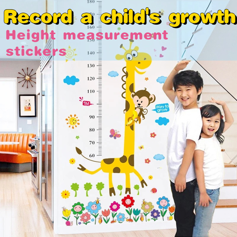 Kids Wall Decal Height Chart Wall Sticker Cartoon Animals Cartoon ...