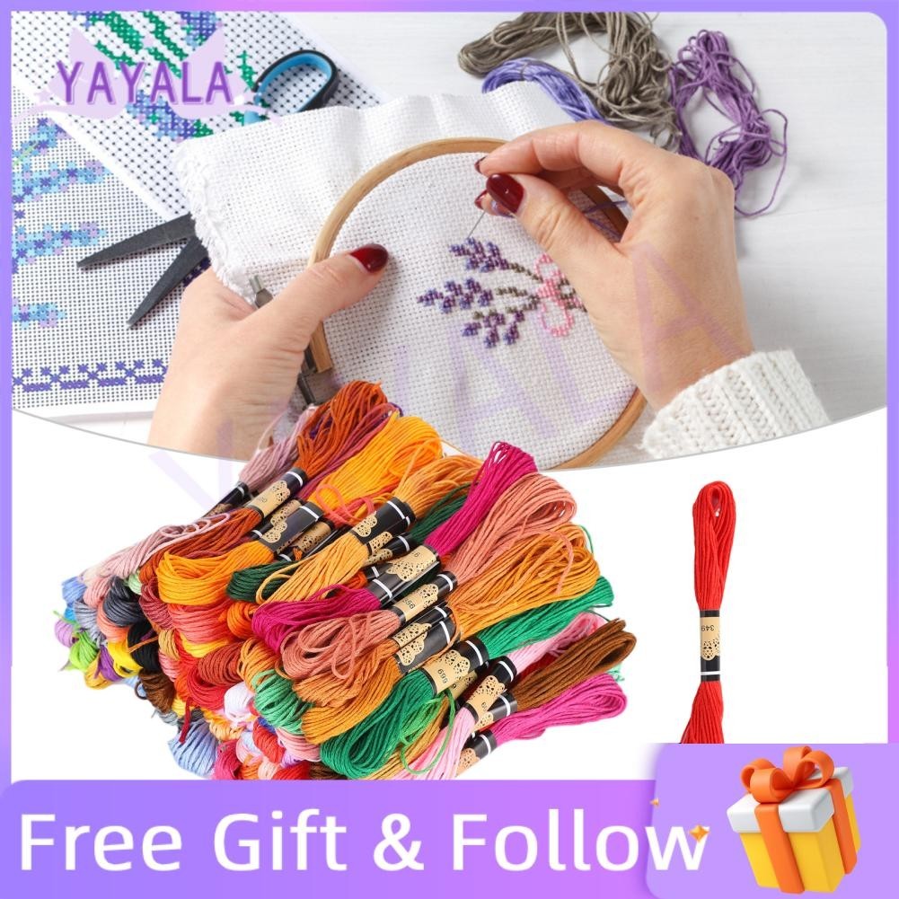 Yayala 100Pcs Embroidery Thread Stitch Floss Polyester Cotton Skein 8 ...