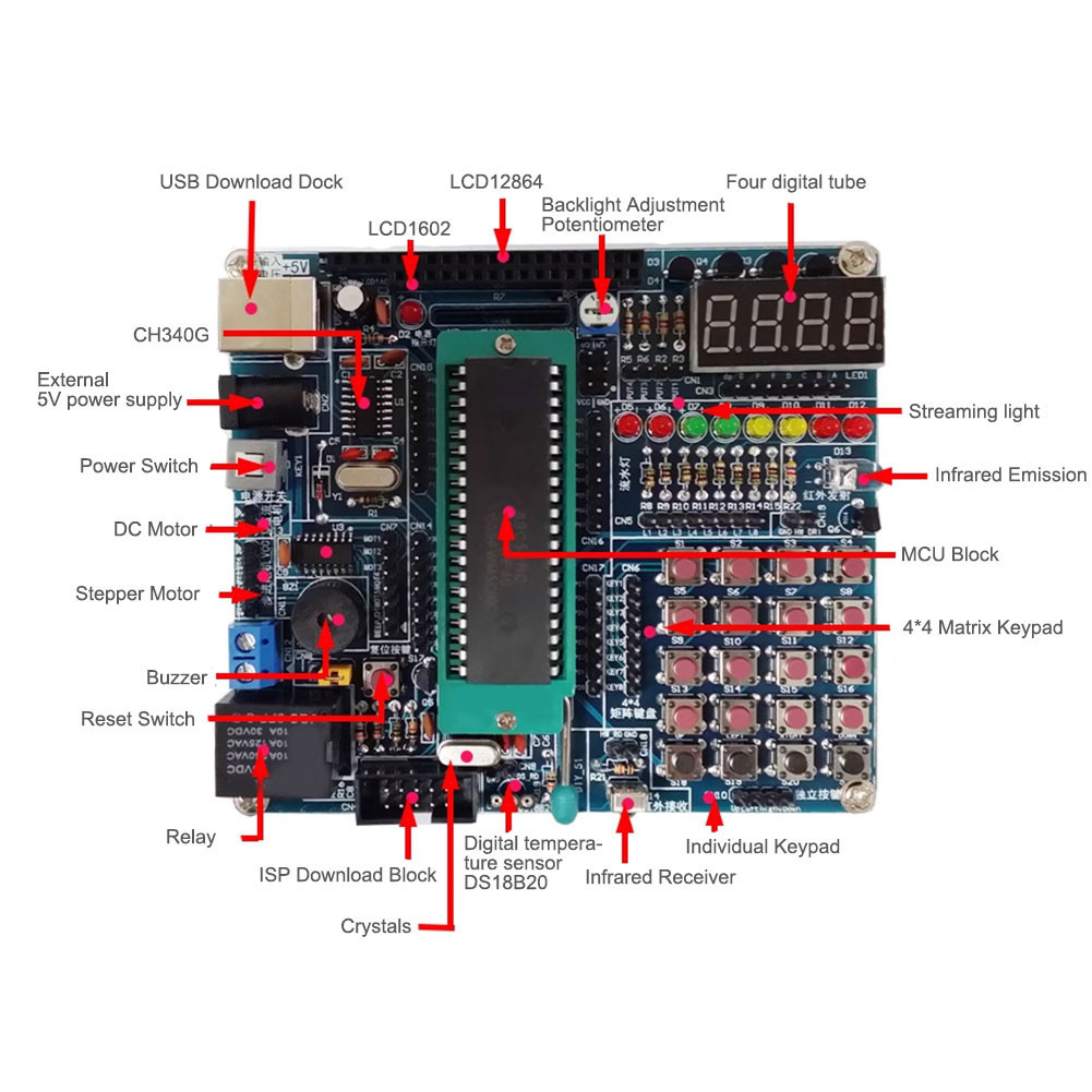 51 Microcomputer Module Electronic Component STC89C52 DIY Kit ...