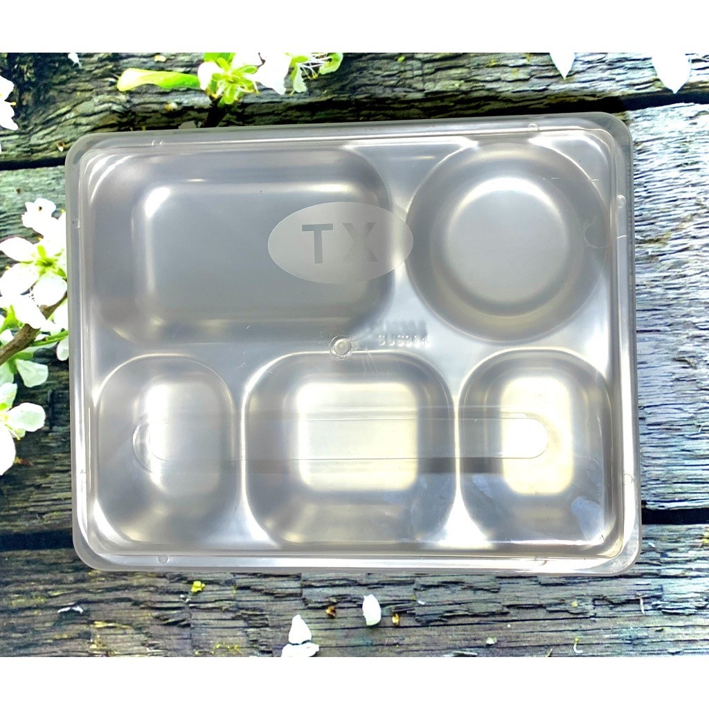 Rice tray with 5 deep stainless steel compartments with lid Contents 1 ...