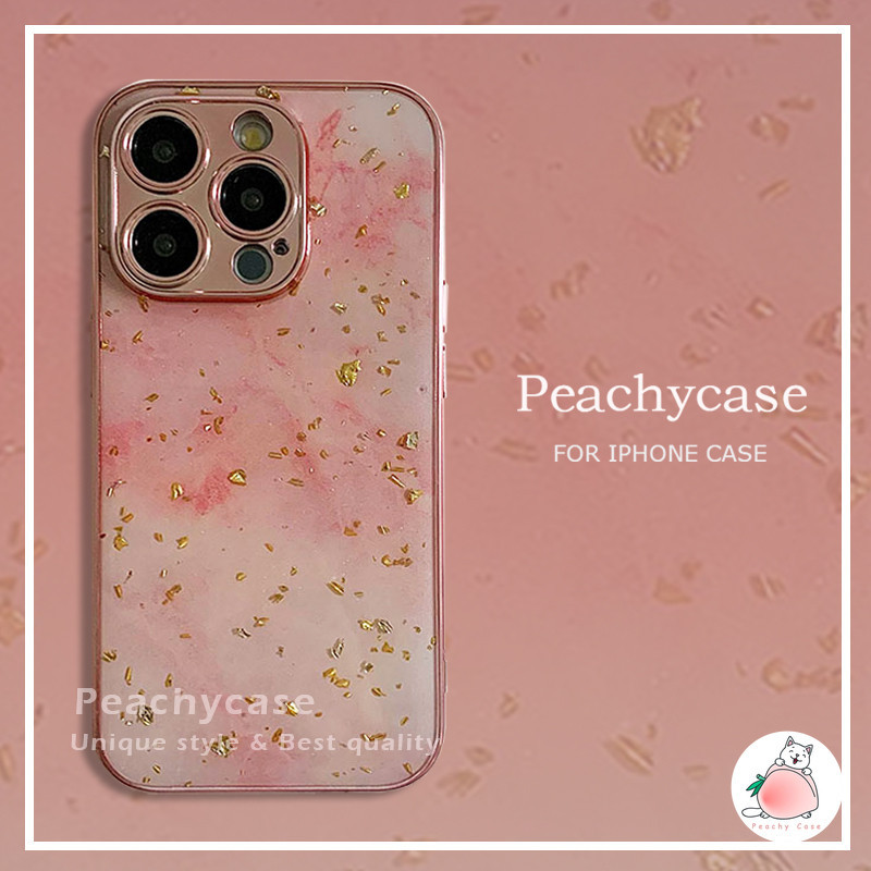 Premium Rendering Pink Gold Foil Phone Case Compatible for iPhone 15 14
