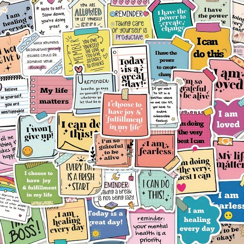 50pcs Inspirational Quote Stickers - Waterproof, Matte Finish For ...