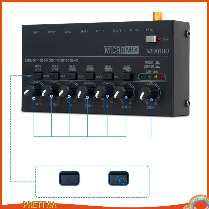 [PrettyiaPH] 6 Channel Stereo Line Mixer DC 5V Stage Mixer Extension