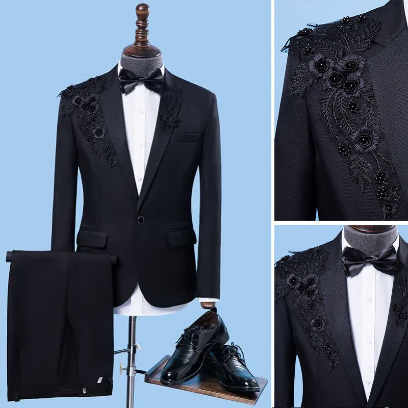 Men's Suit Korean-style Slim Fit Wedding Clothes Business Casual