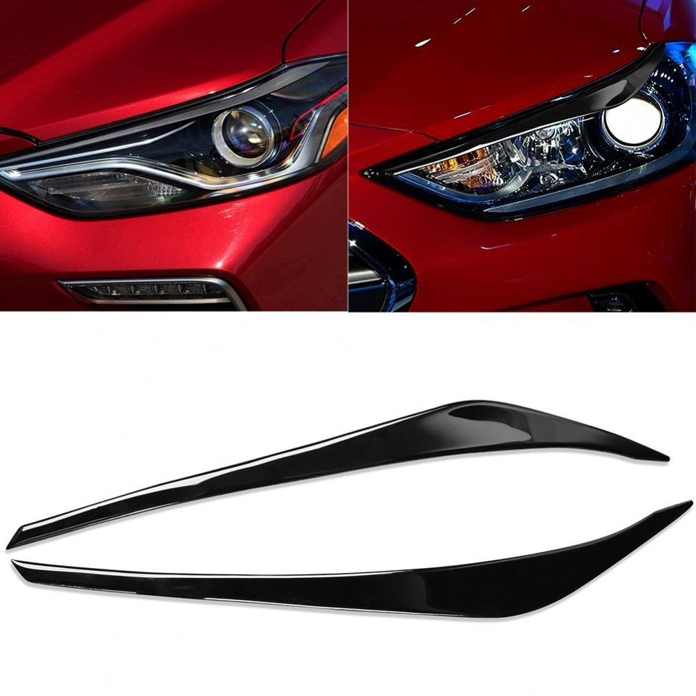 Sleek Black Headlight Brow Trims Designed for Hyundai Elantra '16 '18 ...