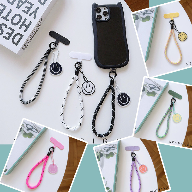 Mobile Phone Smile Chain Ring Cord For Keys With Patch Wrist Strap ...