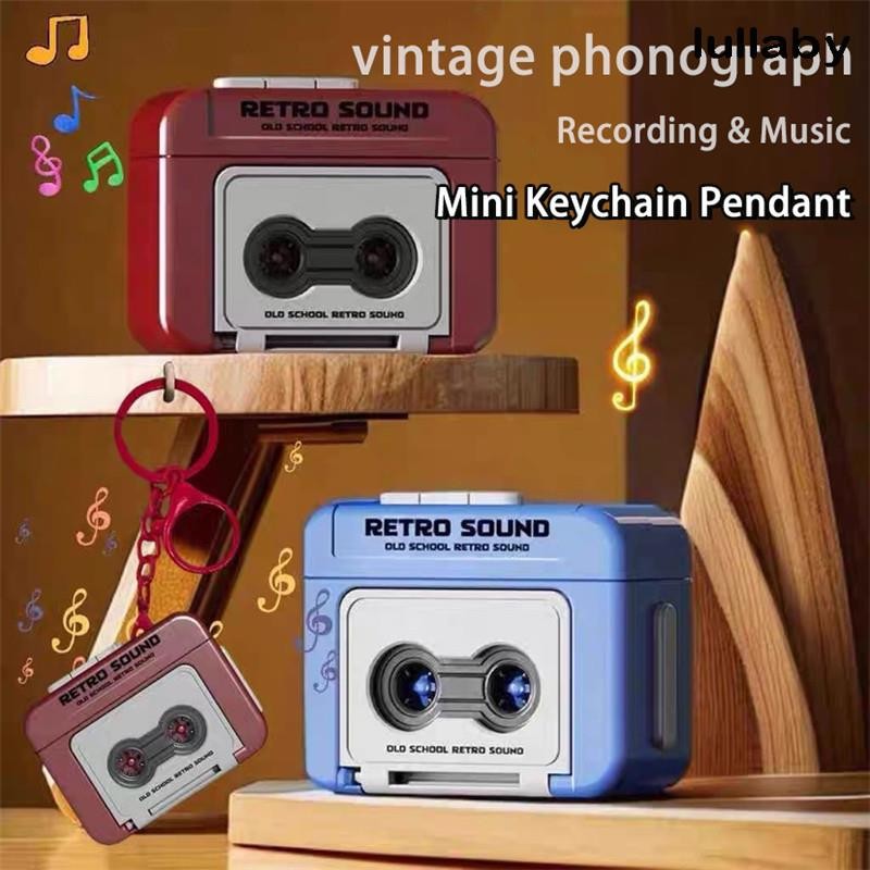 Retro Tape Recorder Keychain Mini Recording Fun Music Box Pendant Mini
