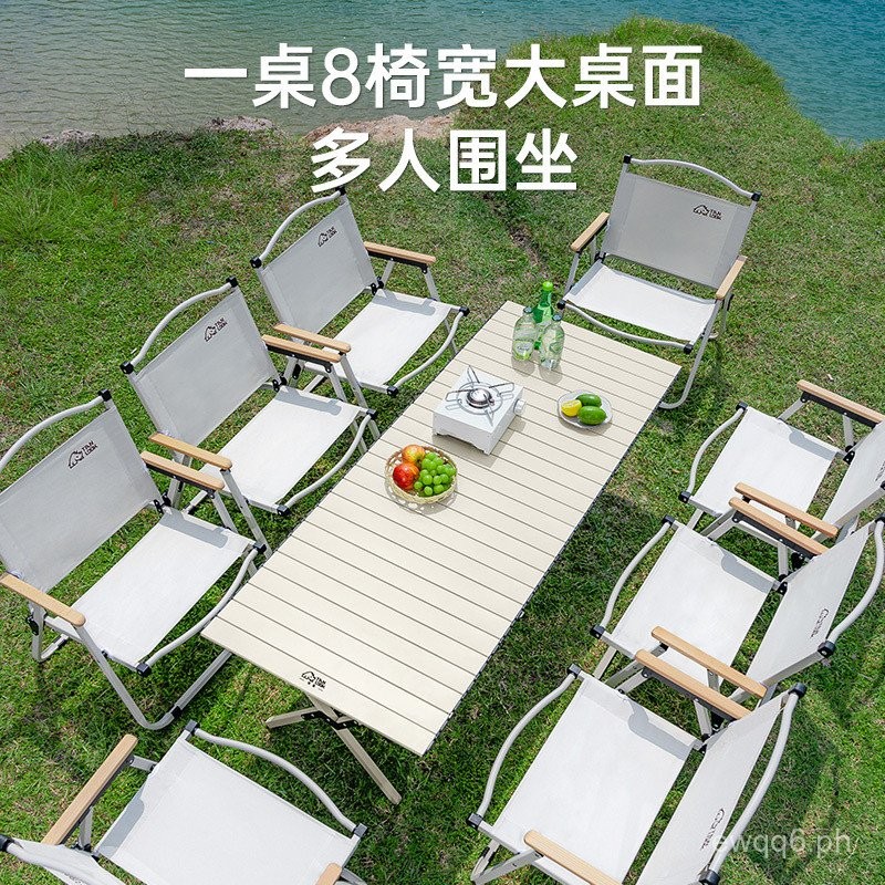 Outdoor Lengthened Folding Egg Roll Table round Picnic Table Portable