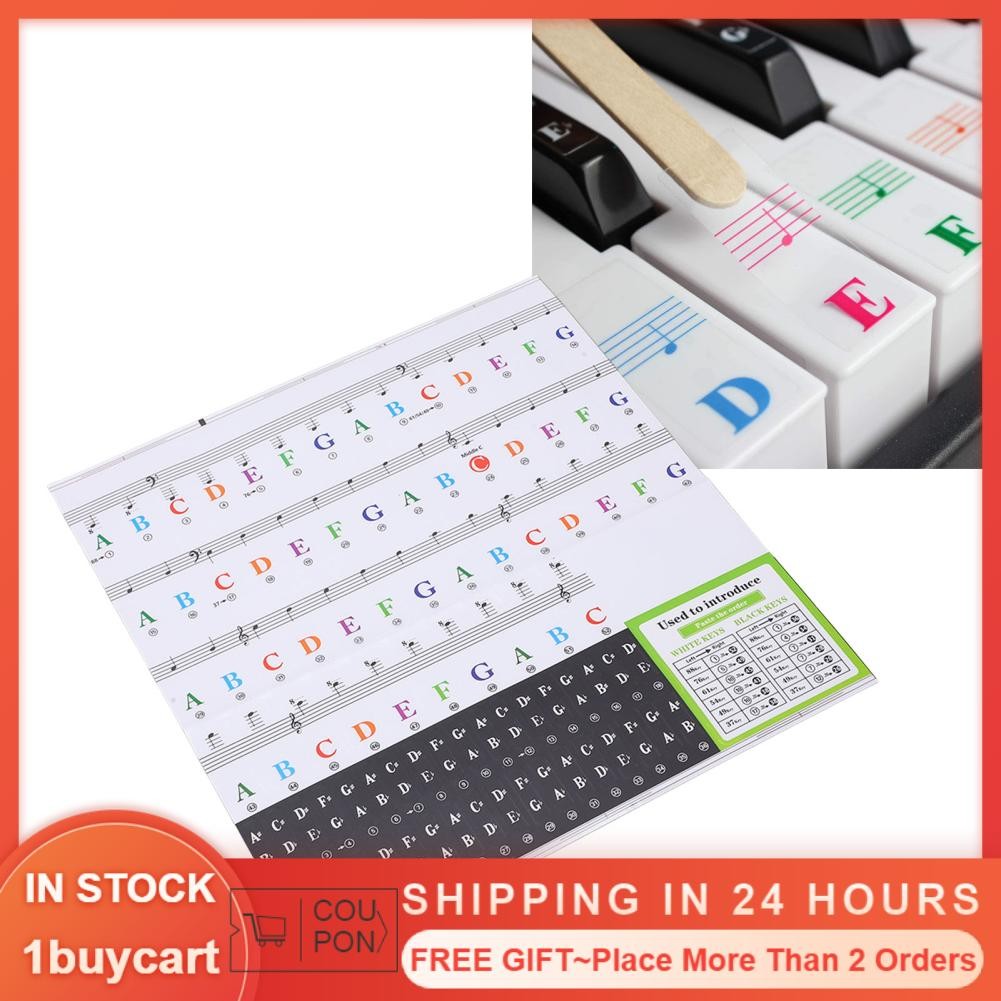1buycart Piano Keyboard Sticker Label Removable Large Note Letter ...