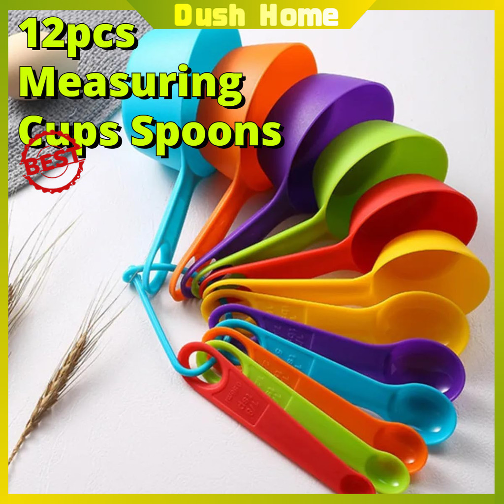 12pcs Measuring Cups and Spoons Set, Colored Kitchen Measure Tools ...