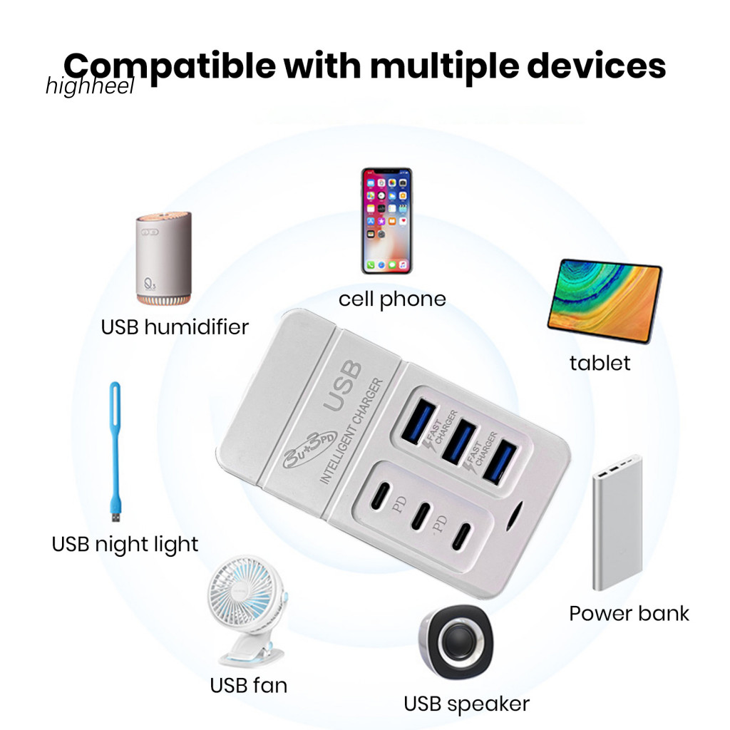 【COD】 Eco-friendly Power Socket Usb Power Strip 6 Port Usb C Charger ...