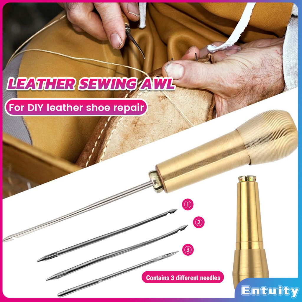 ET Copper Handle Leather Sewing Awl Sewing Needle Awls for Leather Shoe ...