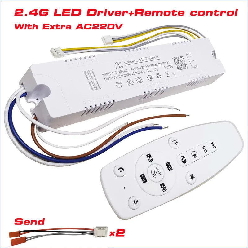 1Pair 2.4G Intelligent LED Driver Module 37-60Wx4 +220V RF Remote & APP ...