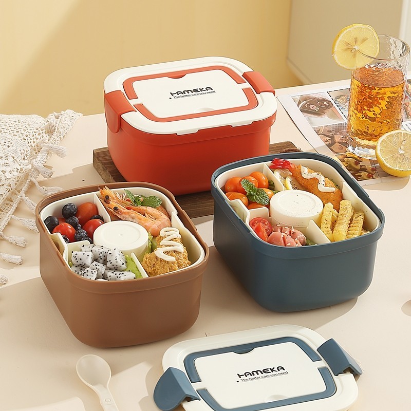 New food grade lunch box plastic layered leak proof insulation ...
