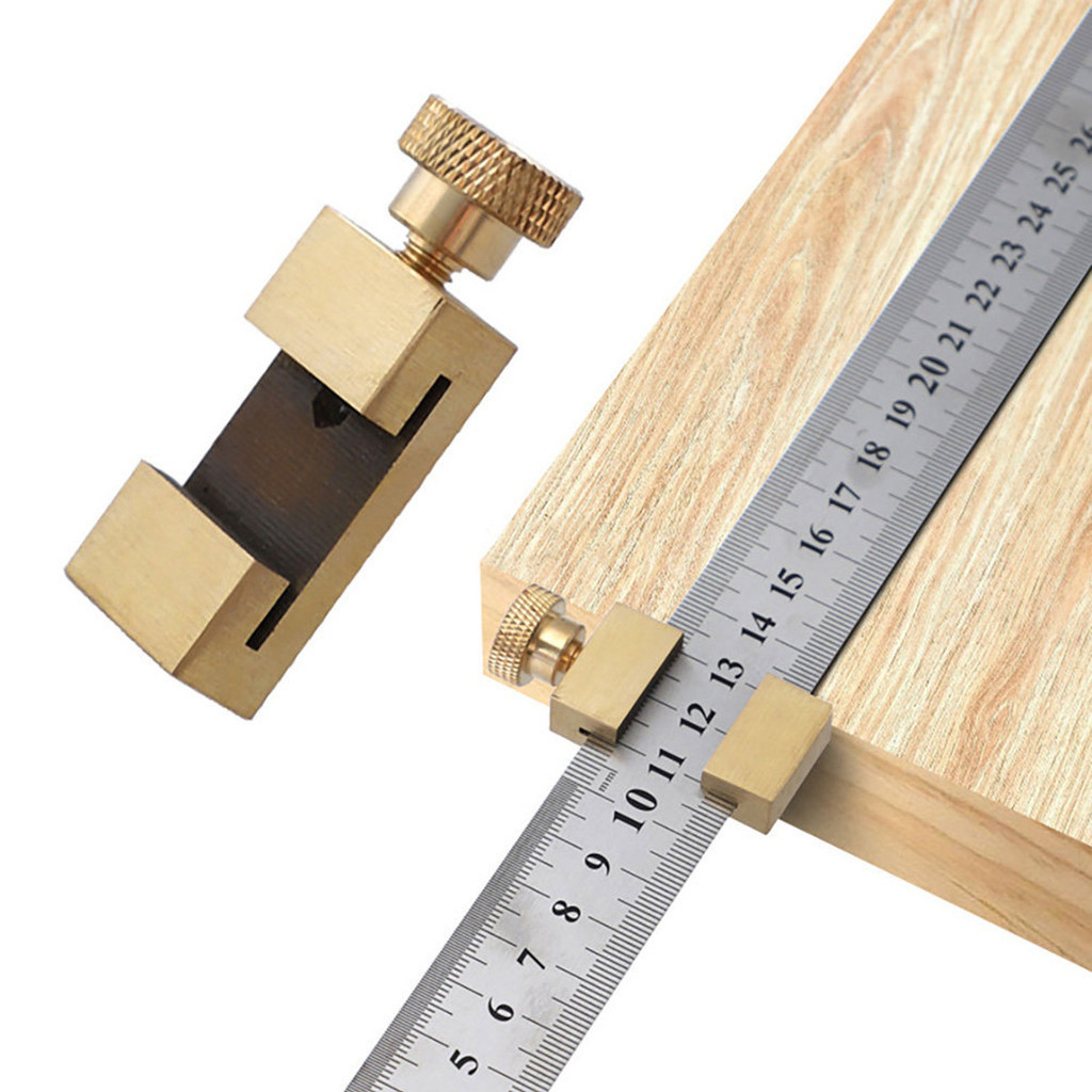 JMPH Adjustable Steel Ruler Positioning Block Angle Marking Gauge Brass ...