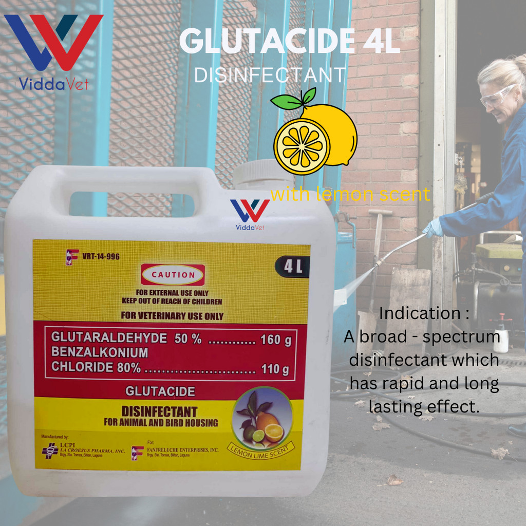 Glutacide for disenfectant of piggery housing , poultry, hatcheries ...