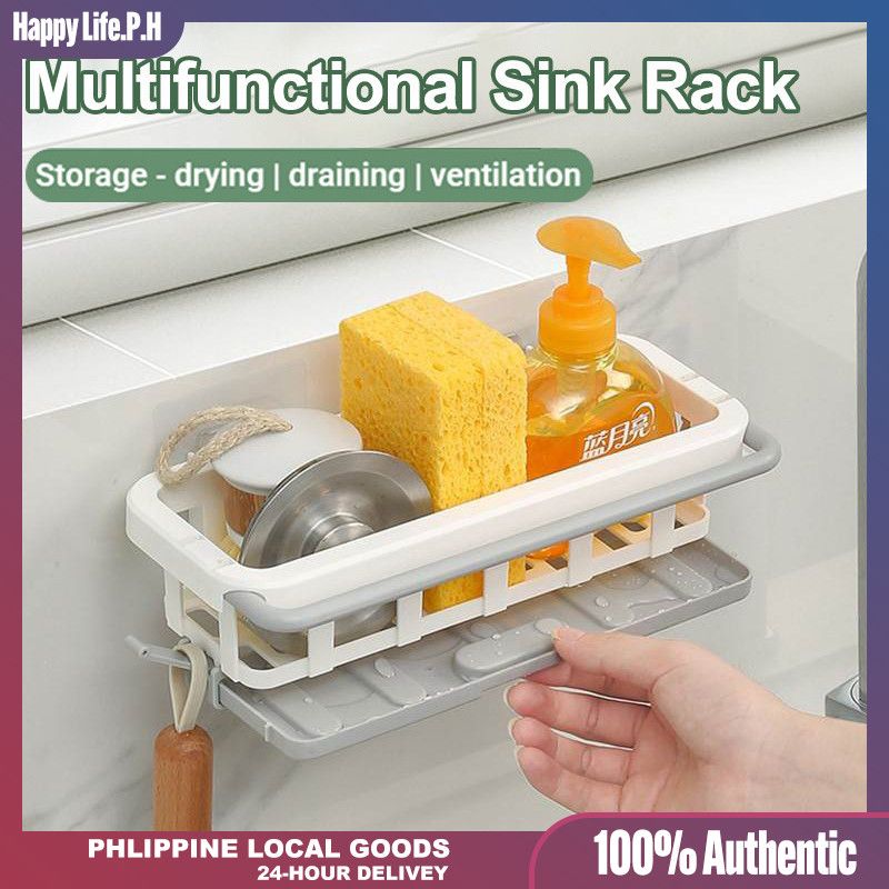 Kitchen Sink Sponge Storage Rack Towel Soap Brush Storage Rack Wall ...