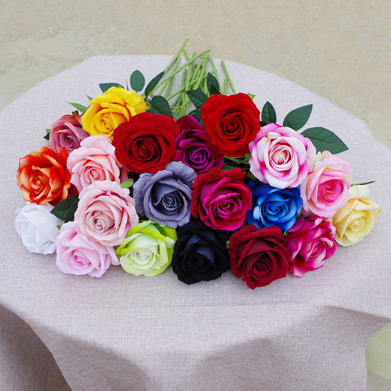 1PCS Romantic Rose Artificial Flower DIY Red White Silk Fake Flower for