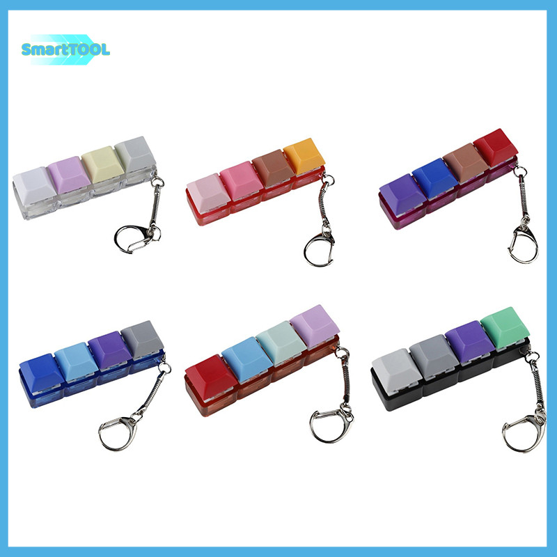 UTZN> 4-Keys Mechanical Keyboard Key Toy Keychain Party Stress Relief ...