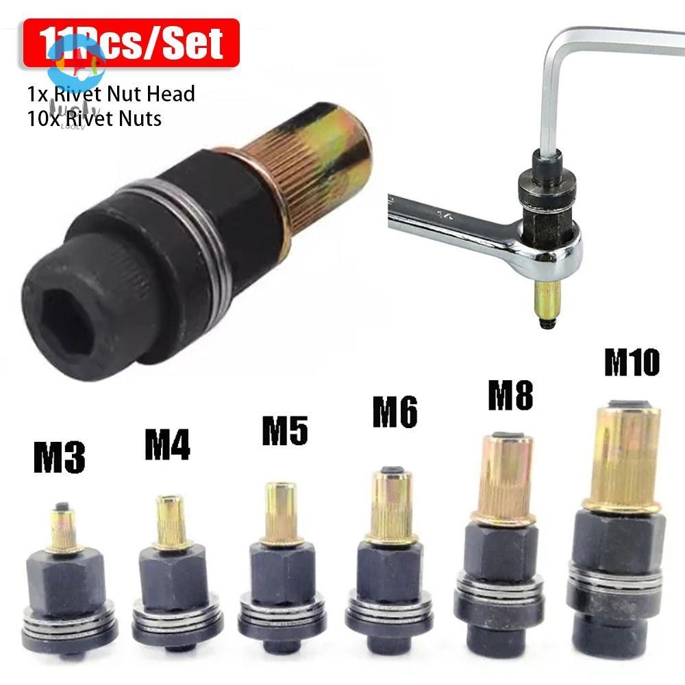 LUOLUVO 11Pcs/Set Hand Rivet Nut, M3 M4 M5 M6 M8 M10 Mandrel Staple ...