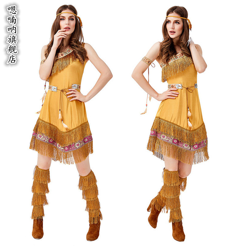 Performance Costume Indian Princess Costume Khaki Tribe Goddess ...